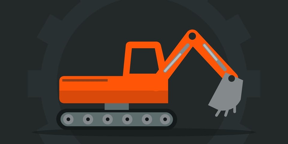 Ilustración de una excavadora: mecánica e hidráulica de maquinaria pesada